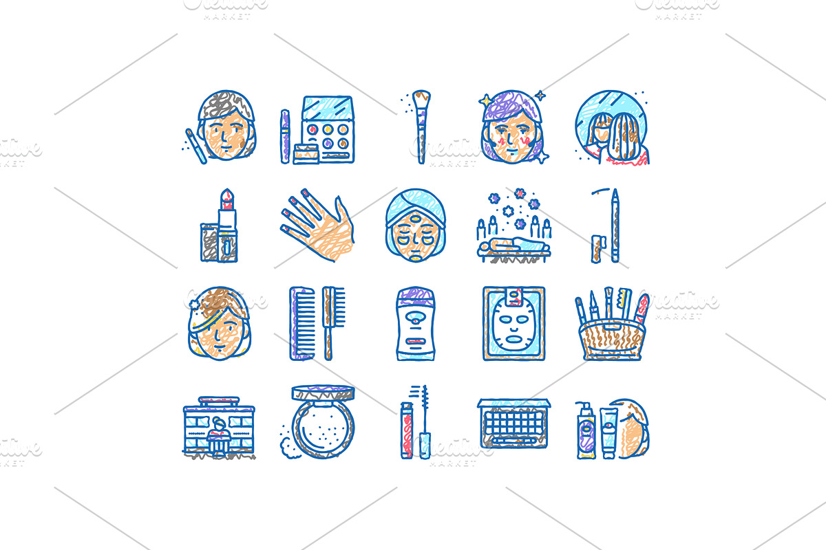 Makeup Cosmetology Procedure Icons, an Object Illustration by pikepicture