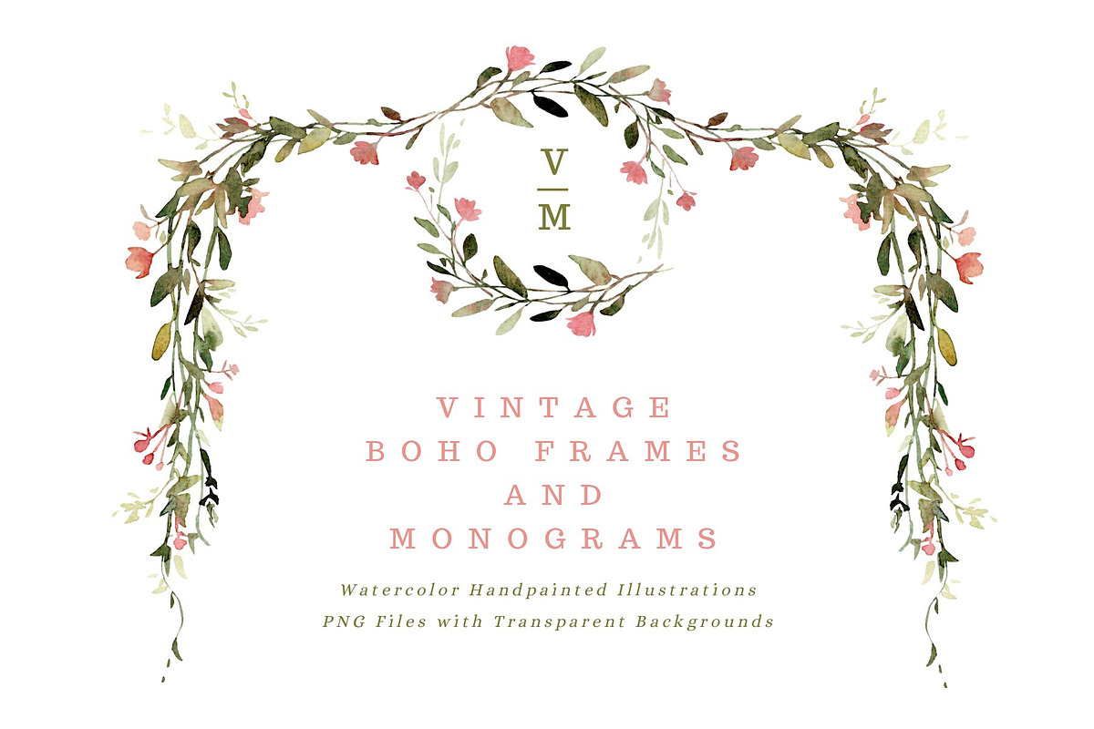 Vintage boho frames, a Decorative Illustration by AnnelyBlooms (Photo 1 of 7)