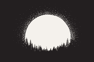 Forest On Moonrise Background