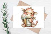 Quirky Baby Dragon Licking Clipart, a Seasonal Illustration by Canvas Craft (Thumbnail 7 of 7)
