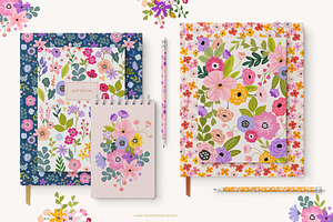 Vivid Flowers, Clipart & Patterns