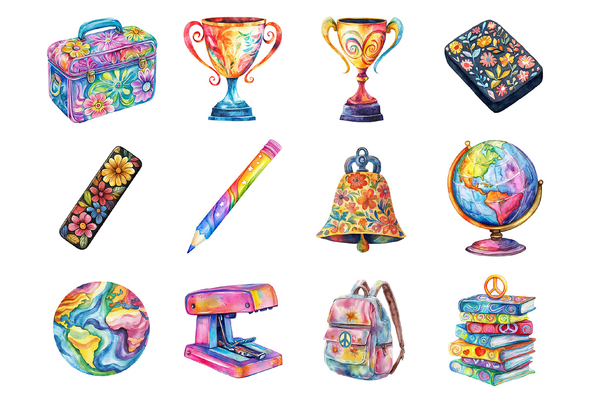 Groovy School Clipart, a Graphic by CitraGraphics (Photo 2 of 4)