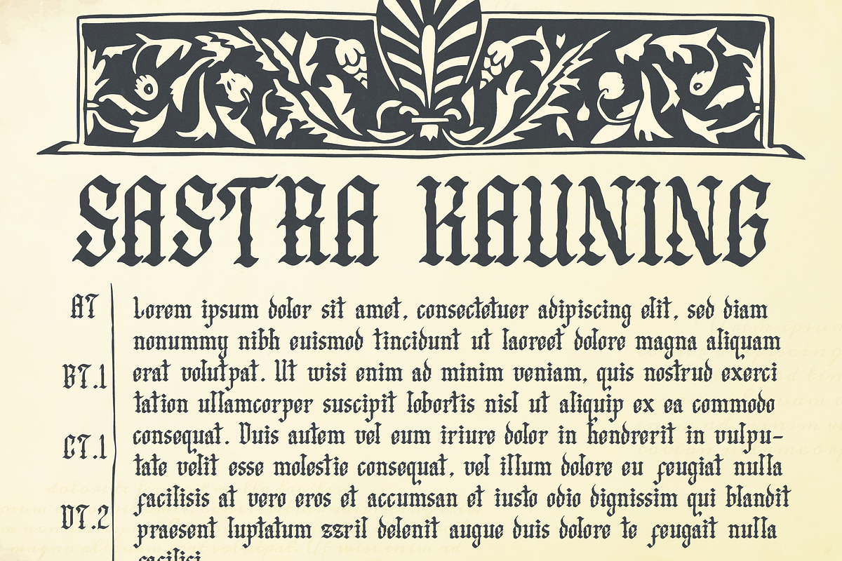 Mayhart Windah Blackletter Typeface, a Blackletter Font by Denustudios (Photo 4 of 12)