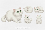 15 Bundle Watercolor White Cat Pet, an Animal Illustration by Morspective (Thumbnail 6 of 8)