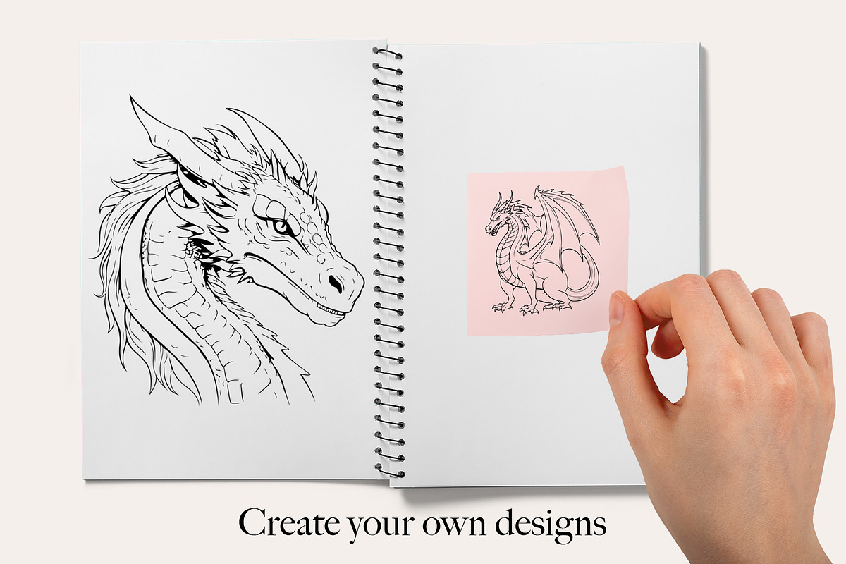 50 Dragon Procreate Stamps Brushes, a Brush Add-On by Procreate Sale (Photo 3 of 6)