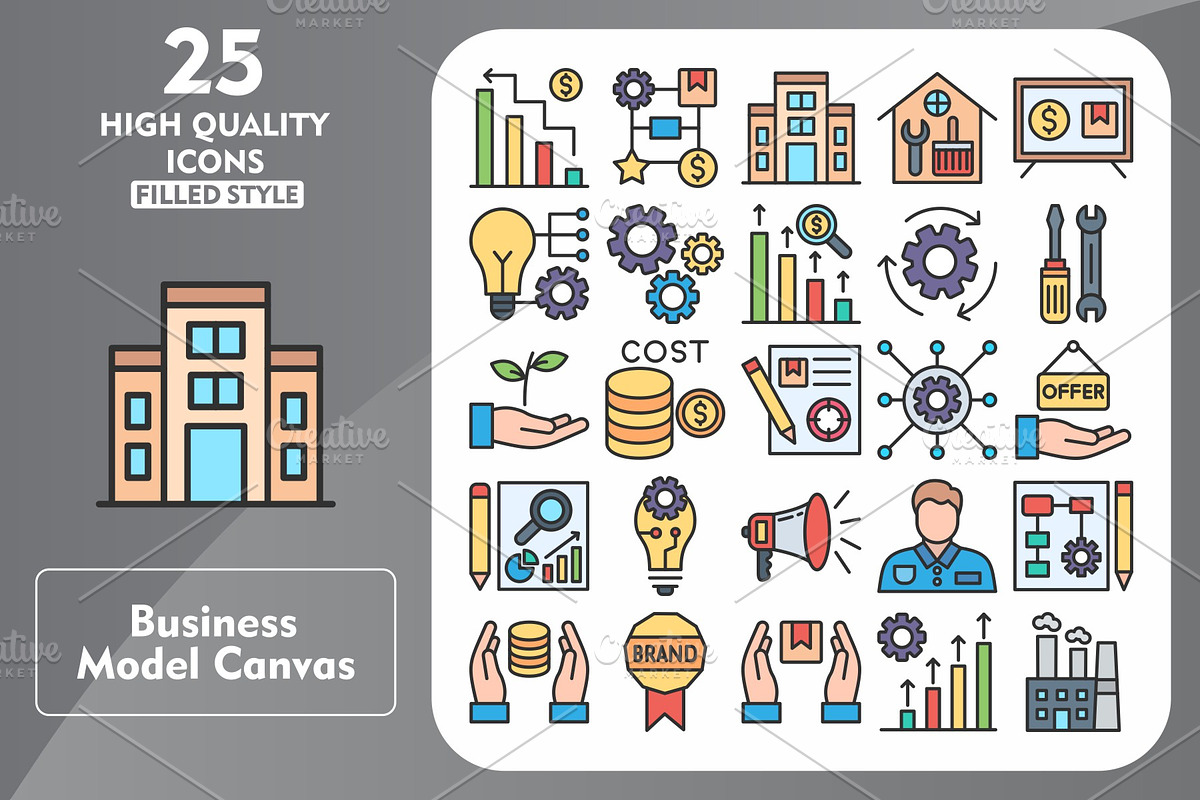 Business Model 25 Line Filled Icons, an Icon by Pexelpy