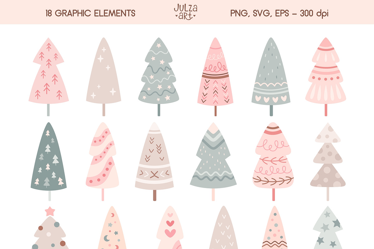 Christmas tree clipart, a Seasonal Illustration by JulzaArt (Photo 2 of 6)