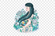 Yoga meditation woman spiritual set, an Illustration by PatapovaVika (Thumbnail 4 of 9)