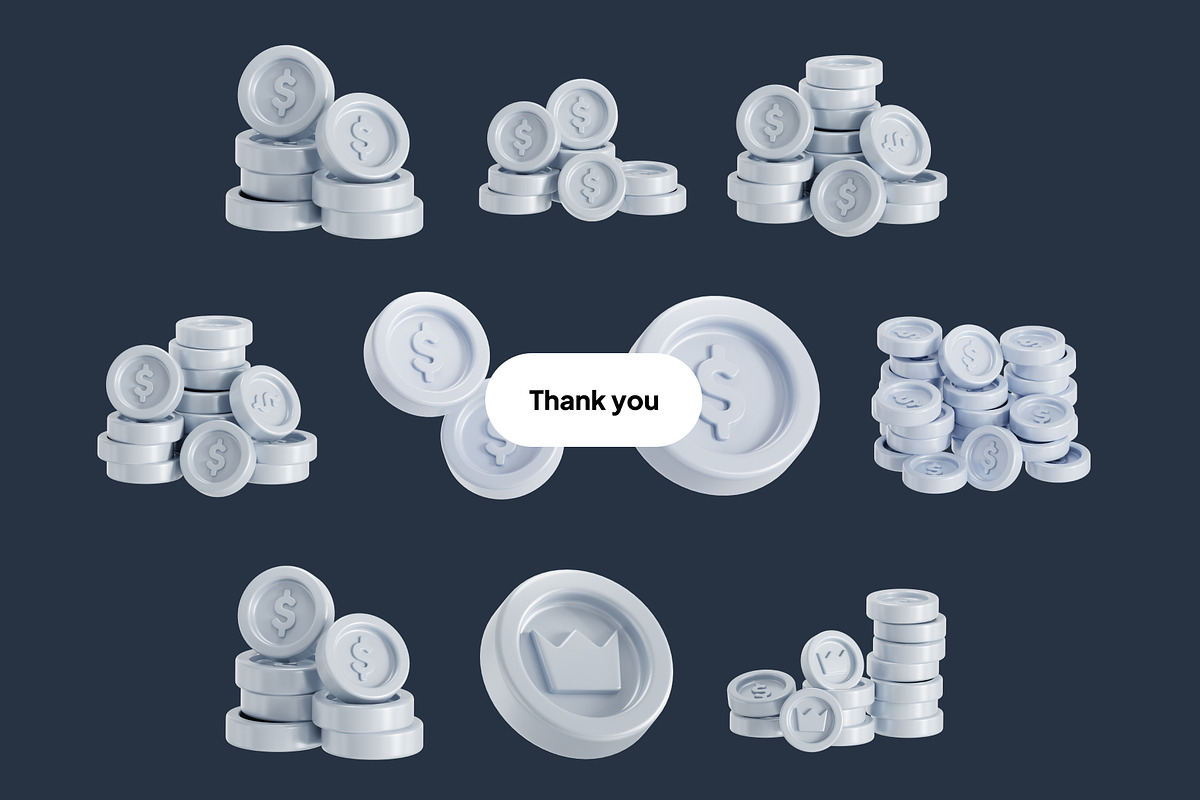 Coins 3D Icon Pack, an Object 3D Model by Nate Studios (Photo 6 of 6)