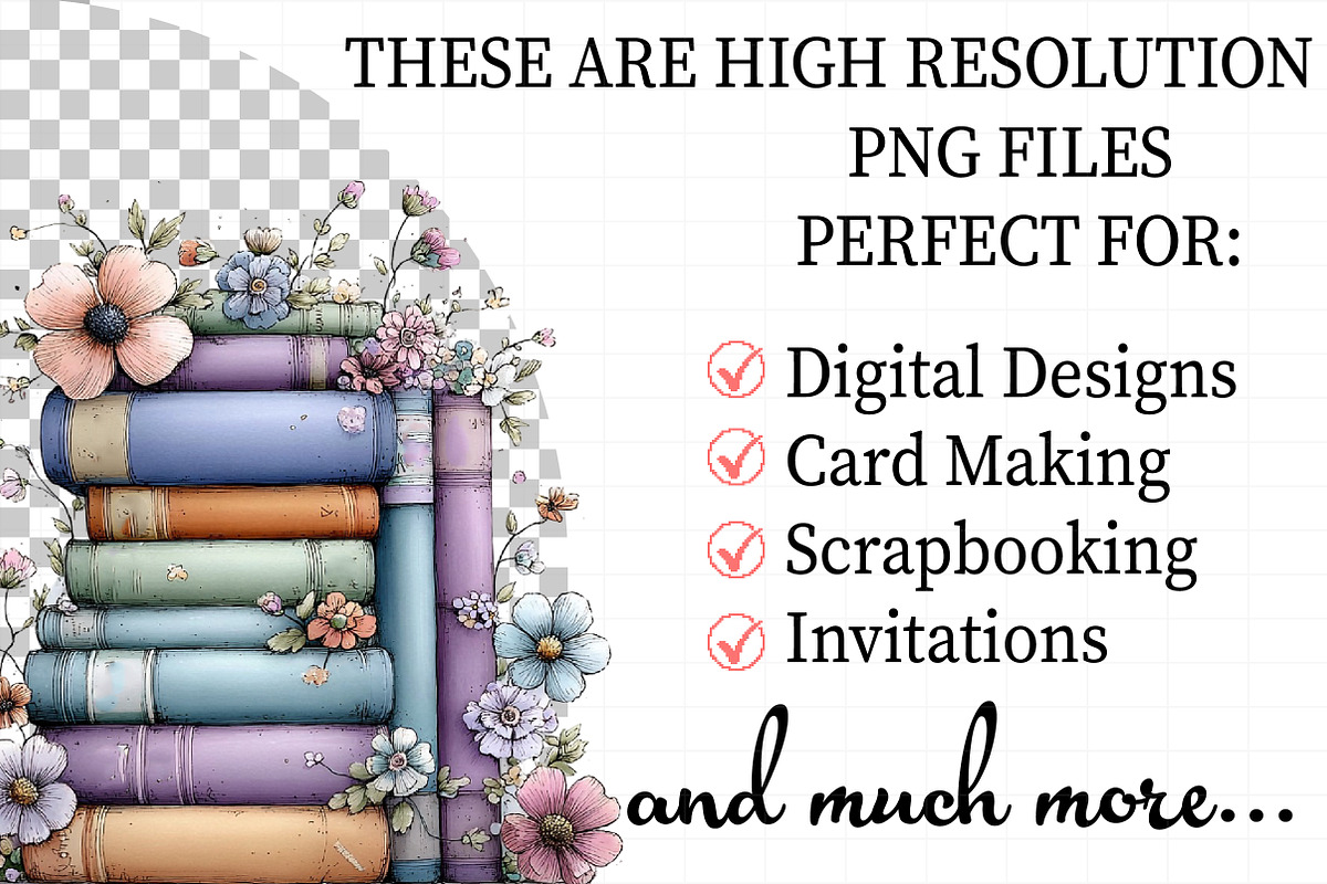 Spring Flower Book Stack Sublimation, an Illustration by Daily.Designs (Photo 2 of 8)