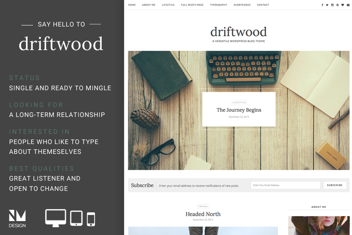 Driftwood - Wordpress Blog Theme, a WordPress Template by Nudge Media Design (Photo 1 of 3)