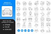 Vehicle minimalist outline icon set, an Outline Icon by Icons (Thumbnail 2 of 3)