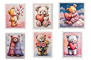 Valentines Teddy Bear Postage Stamps, an Illustration by Designworld (Thumbnail 3 of 4)