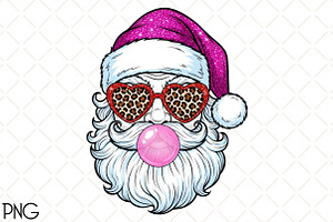 Bubblegum Santa PNG, an Illustration by Black Bird Studio