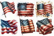 Watercolor American Flag Clipart, an Illustration by OK Design (Thumbnail 2 of 5)