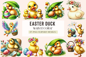 Easter Duck Clipart bundle,, an Illustration by DreamArtGraphic