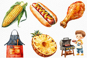 Watercolor BBQ Barbecue Clipart, an Illustration by Craft Nest (Thumbnail 4 of 11)