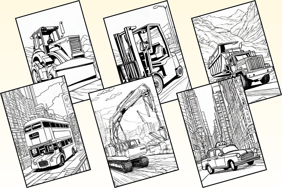 Transport Vehicles Coloring Pages, a Transportation Illustration by Catchy Ideaz (Photo 2 of 3)