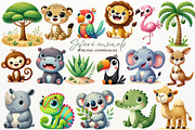Safari Baby Animals Clipart Zoo PNG, an Animal Illustration by SugarCloudStudioArt (Thumbnail 1 of 7)