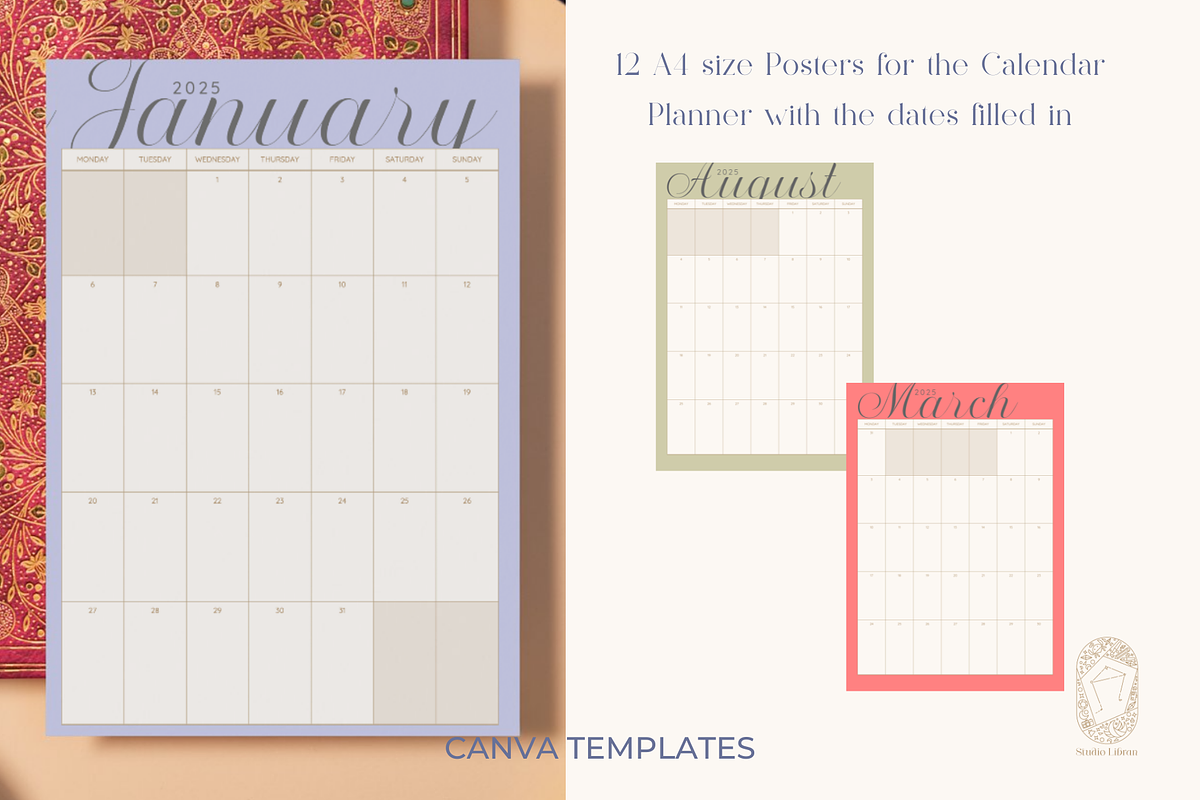 Pastel Calendar Planner Posters 2025, a Poster Template by the Studio Libran (Photo 2 of 2)