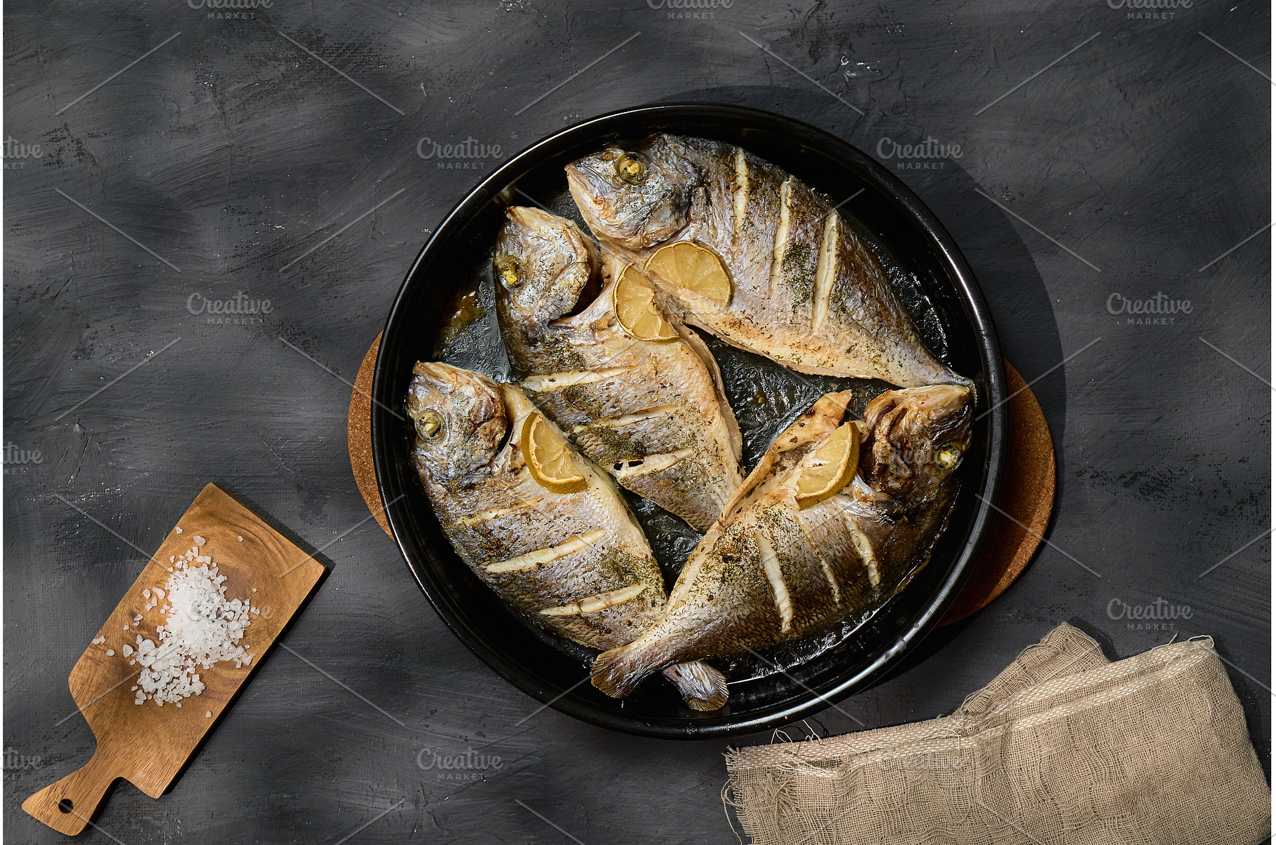 Freshly grilled dorado fish served, a Food & Drink Photo by darksoul72