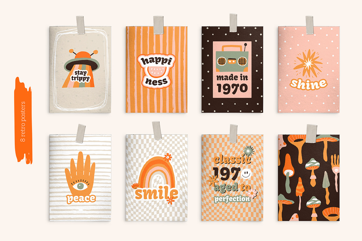 Retro revival pack. Groovy clipart, a Graphic by Murvin (Photo 8 of 9)