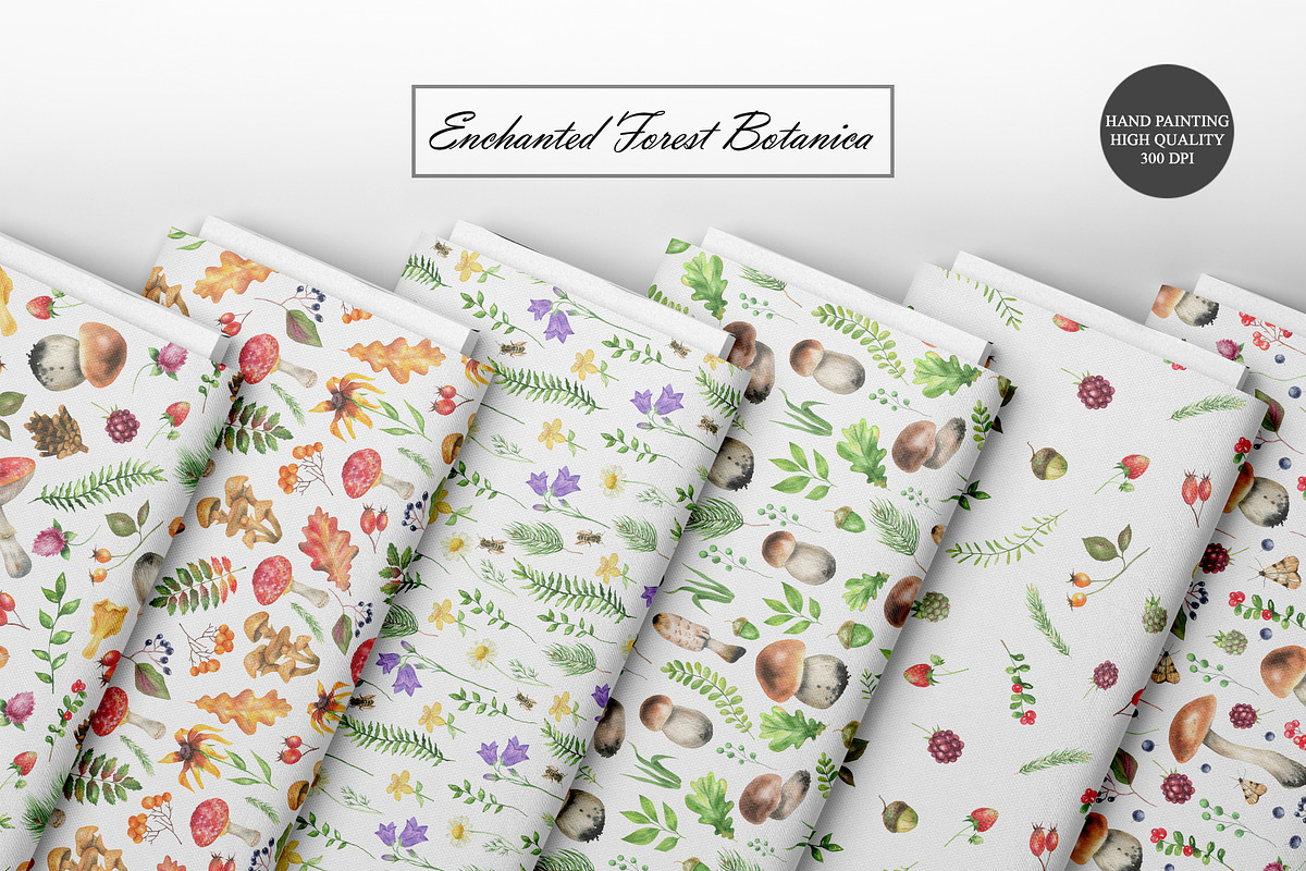 Watercolor Forest Seamless Patterns, a Decorative Illustration by OlDm_Shop (Photo 9 of 10)