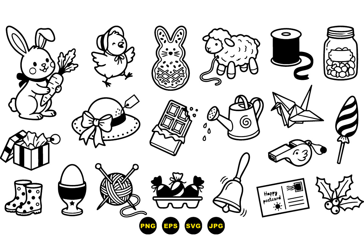 Cute Spring Easter Clipart Set, an Illustration by designvectx (Photo 2 of 3)