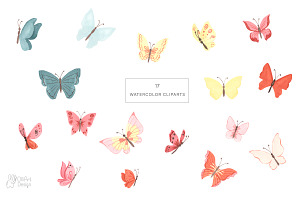 BUTTERFLIES Clipart. Watercolor