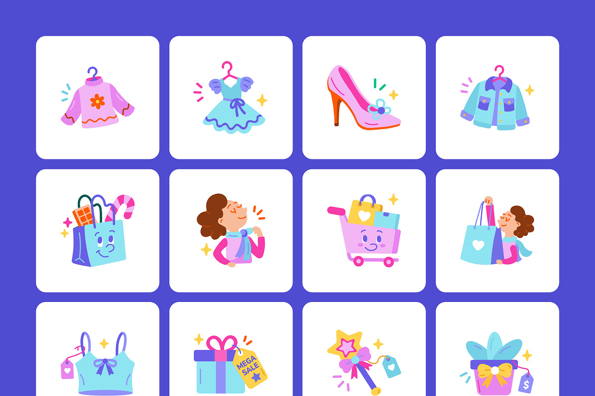 160 Shopping Flat Icons Bundle, an Emoji Icon by Prosymbols (Photo 9 of 12)