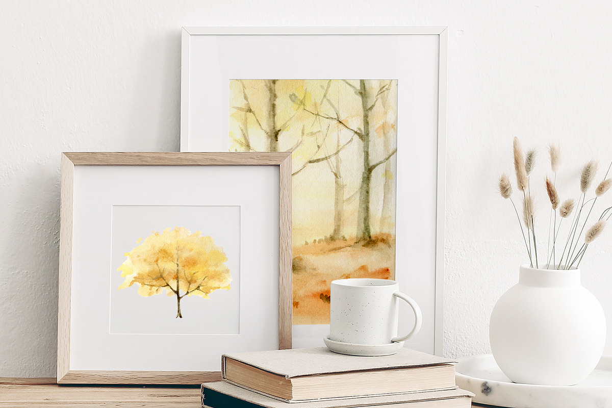 Watercolor fall landscapes & trees., an Illustration by Elena Medvedeva (Photo 5 of 8)