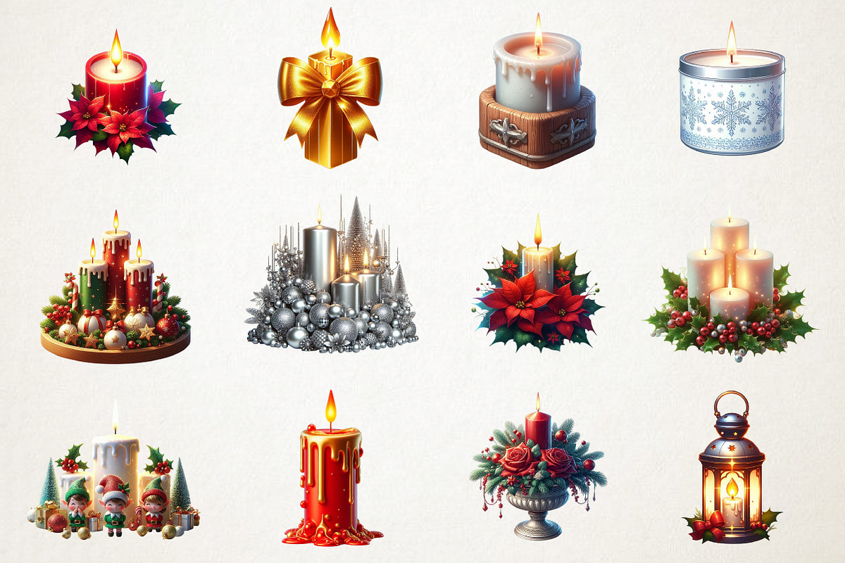 Christmas Candles Watercolor Art, an Illustration by RobertsArt (Photo 3 of 7)