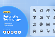 Futuristic Technology Icon Set, an Outline Icon by Nathaya Studio (Thumbnail 1 of 2)