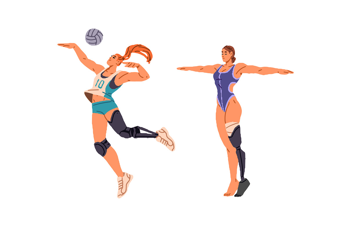 Paralympic athletes do sports set, a Sport Illustration by PaperTrident (Photo 3 of 7)