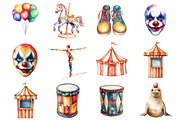 Circus Watercolor Clipart, an Illustration by Design Market (Thumbnail 3 of 4)
