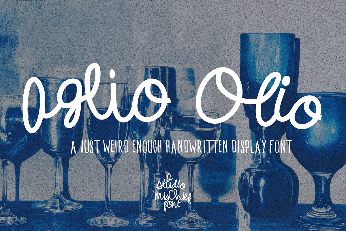 Aglio Olio Handwritten Display, a Handwritten Font by Studio Mischief (Photo 1 of 12)
