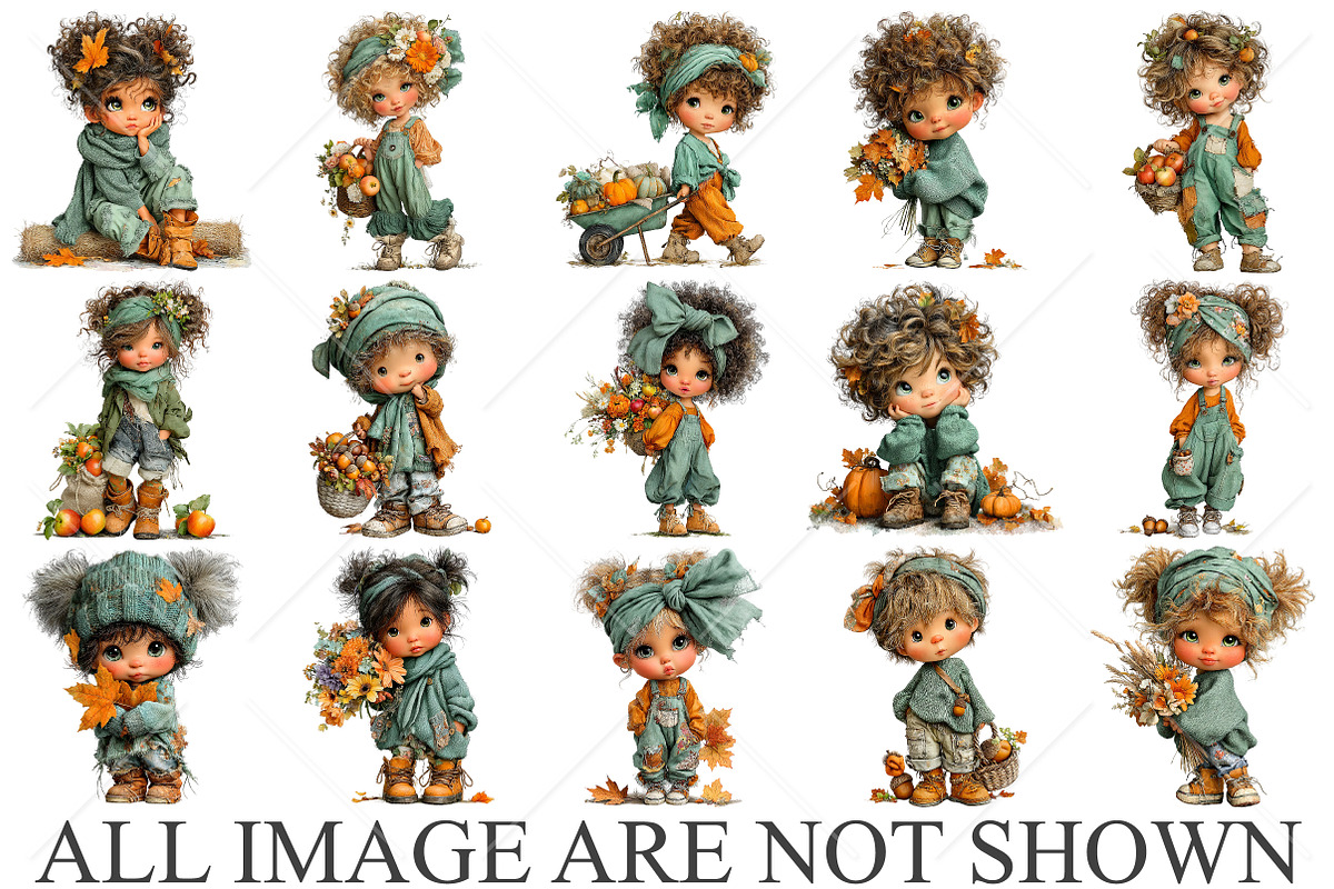Whimsical Fall Autumn Kids Clipart, a Seasonal Illustration by Canvas Craft (Photo 4 of 10)
