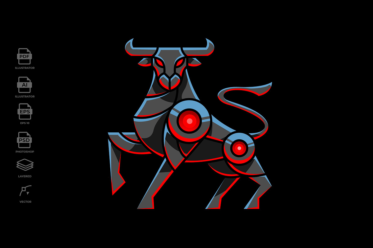 Modern Mecha Robotic Bull Logo, a Branding & Logo Template by Rupture