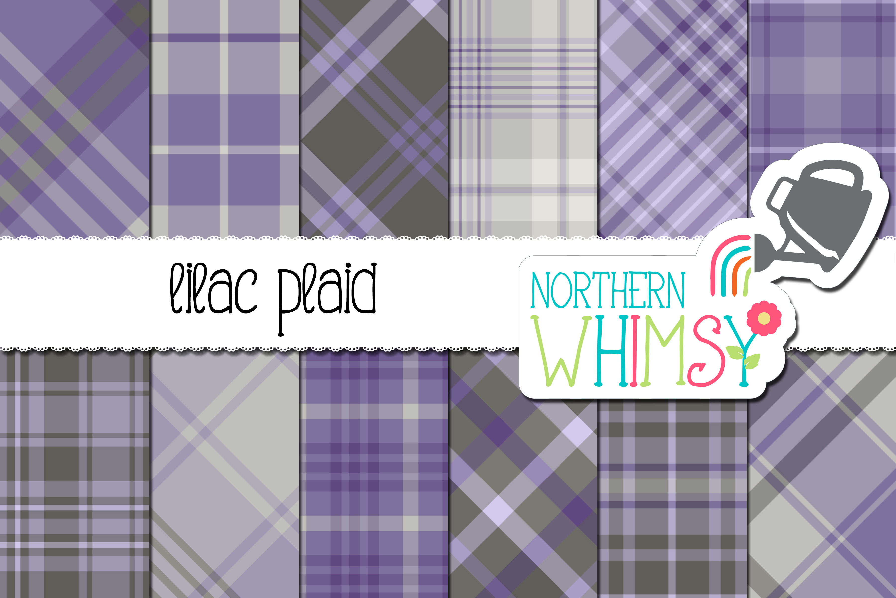 Purple and Gray Plaid Patterns, a Pattern Graphic by Northern Whimsy Design