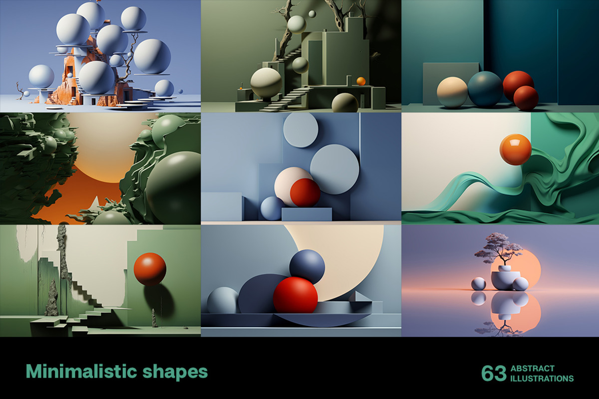 Minimalistic shapes. 63 images, a Decorative Illustration by Handmadefont (Photo 7 of 13)