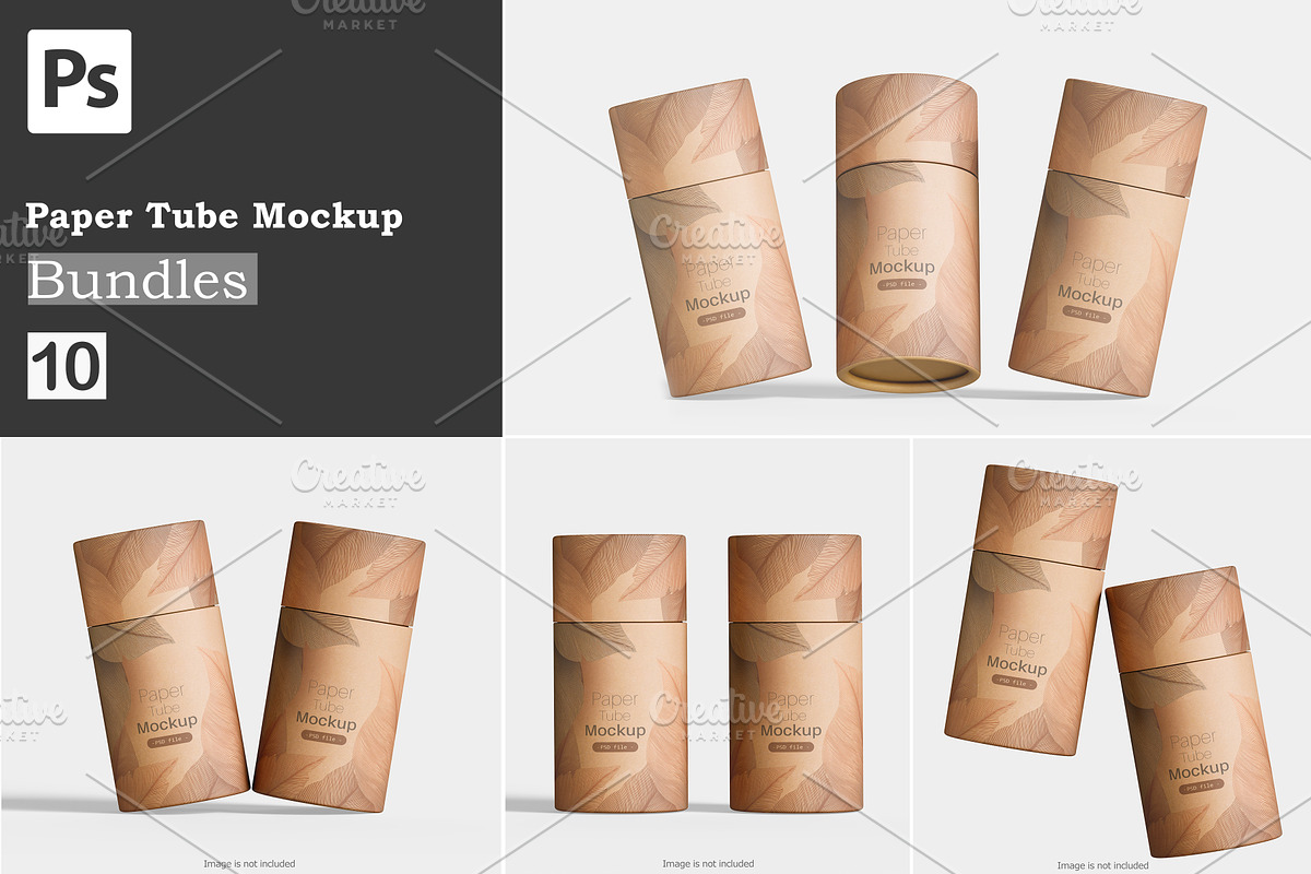 Paper tube packaging mockup bundles, a Packaging Mockup by Ambo Ampeng (Photo 1 of 11)