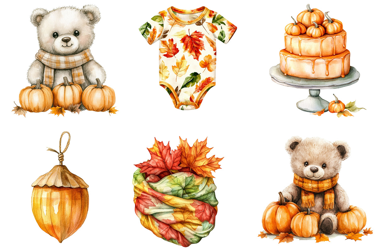 Autumn Baby Shower Clipart, an Illustration by DreamArtGraphic (Photo 2 of 4)