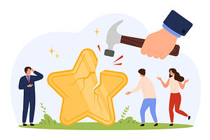 Negative Feedback Impact Reputation, a Finance Illustration by Flashvector