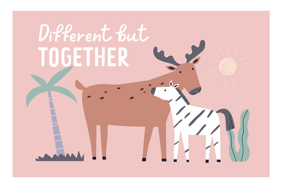 Cute childish cards with animals set, an Animal Illustration by Good Studio (Photo 6 of 12)