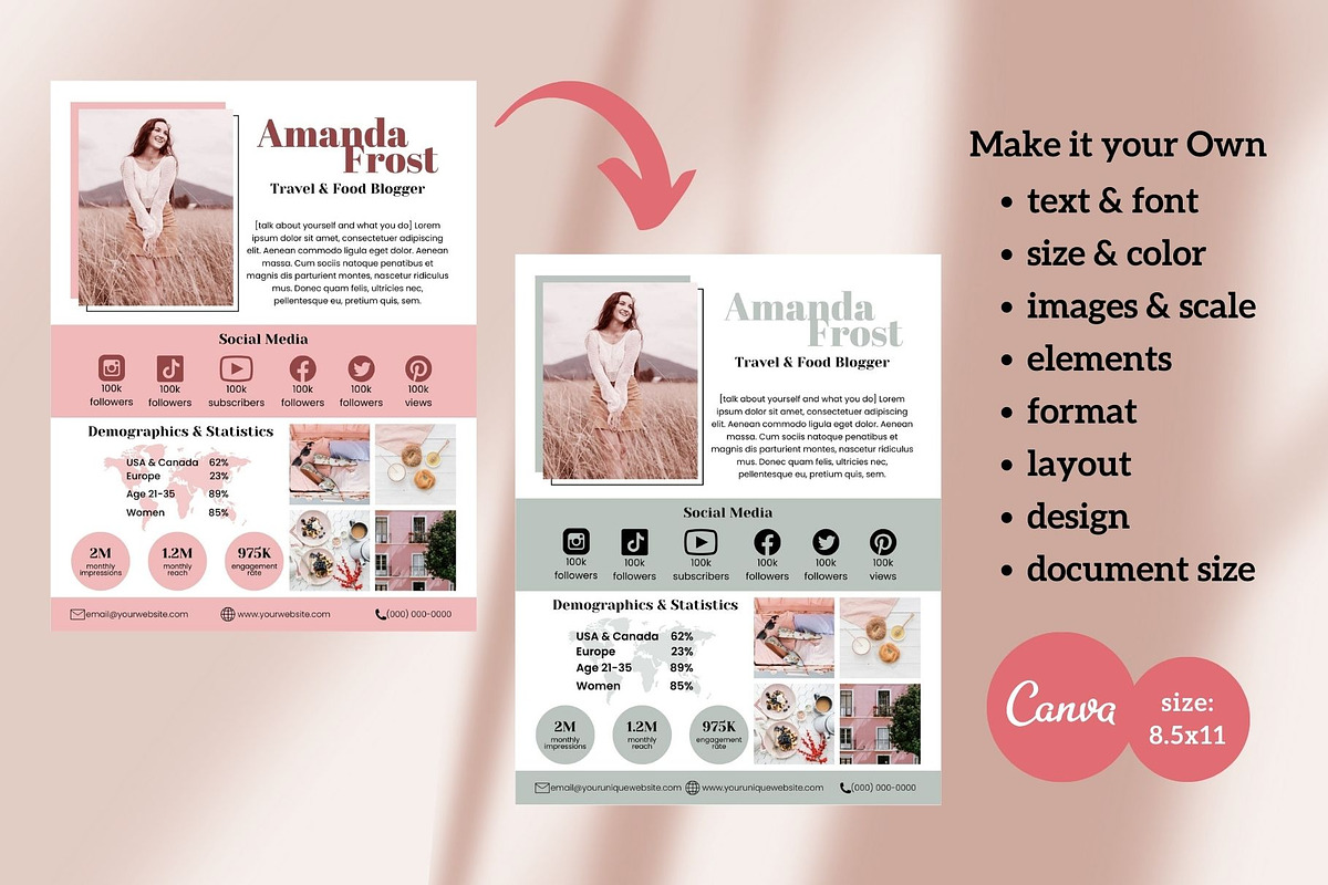 Two Page Media Kit in Pink, a Templates & Theme by ProductiveandFree (Photo 3 of 11)