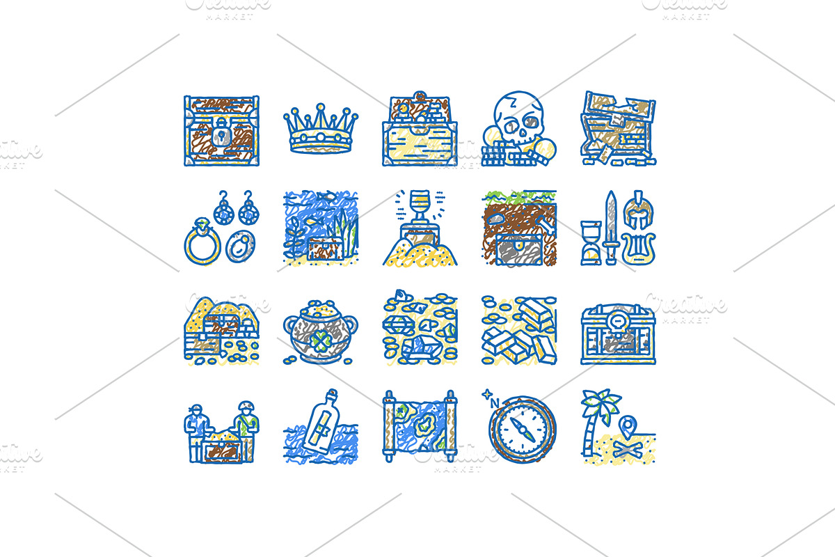 Treasure Golden Jewels In Chest, an Object Illustration by pikepicture