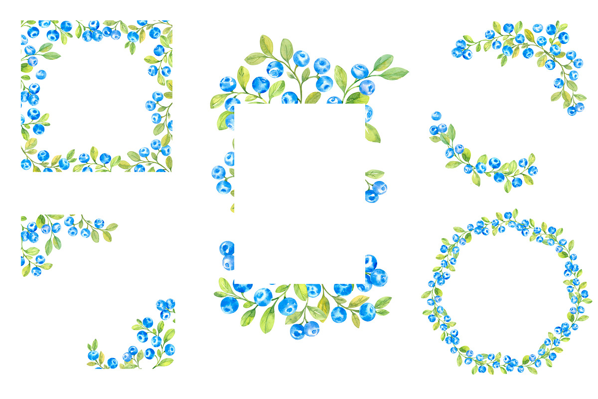 Blueberries, watercolor clipart, a Decorative Illustration by EshaStudio (Photo 5 of 11)