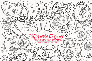 Coquette Cherries Clipart Bundle, a Seasonal Illustration by TitaLivingArt