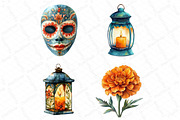 Watercolor Mexican Halloween Clipart, an Illustration by DreamPrint404 (Thumbnail 4 of 6)
