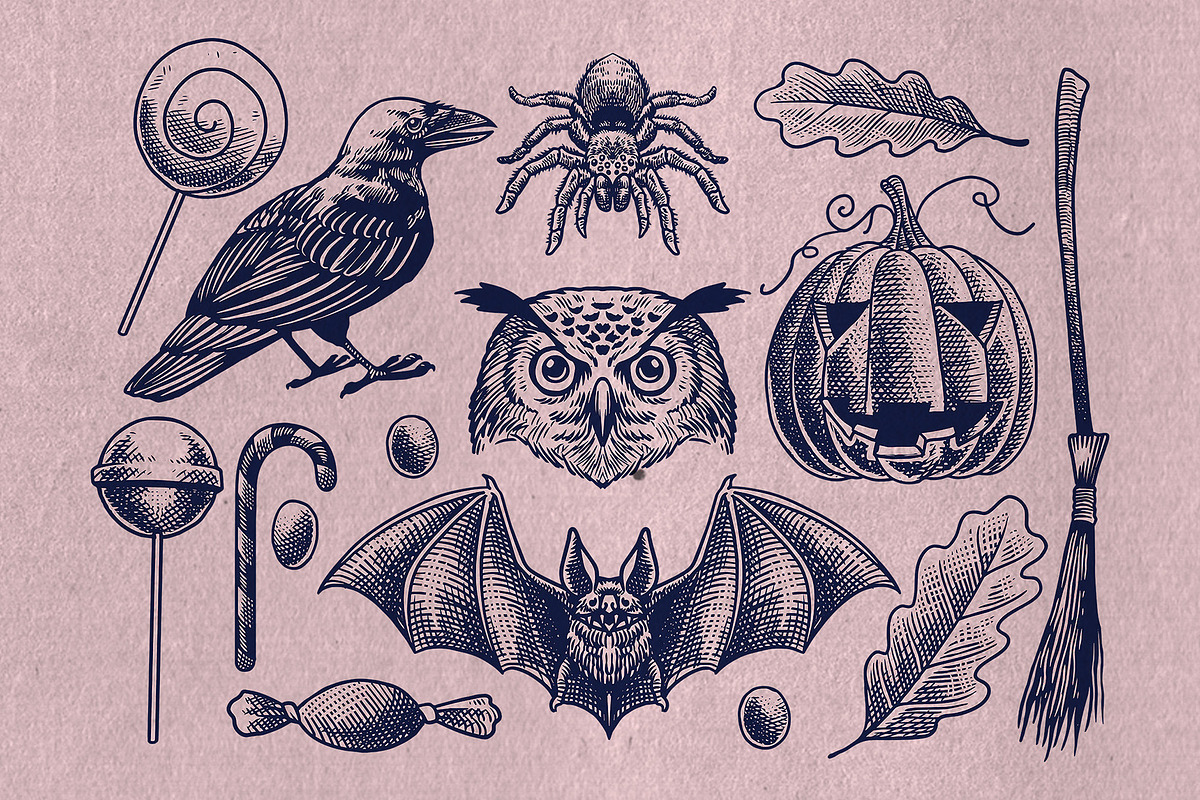 Halloween Illustration Design Set, a Seasonal Illustration by bazzier_graphik (Photo 3 of 10)